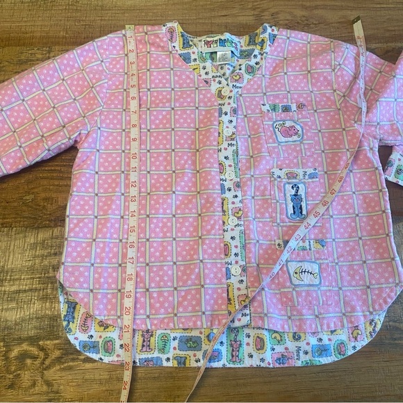 Vintage YIKES  kitty cat flannel sleepwear pajama set Medium - Picture 9 of 13